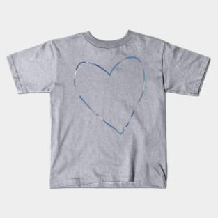 Aqua Blue Heart Minimal Line Kids T-Shirt